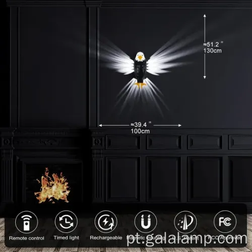 Luz de parede decorativa alada com controle remoto